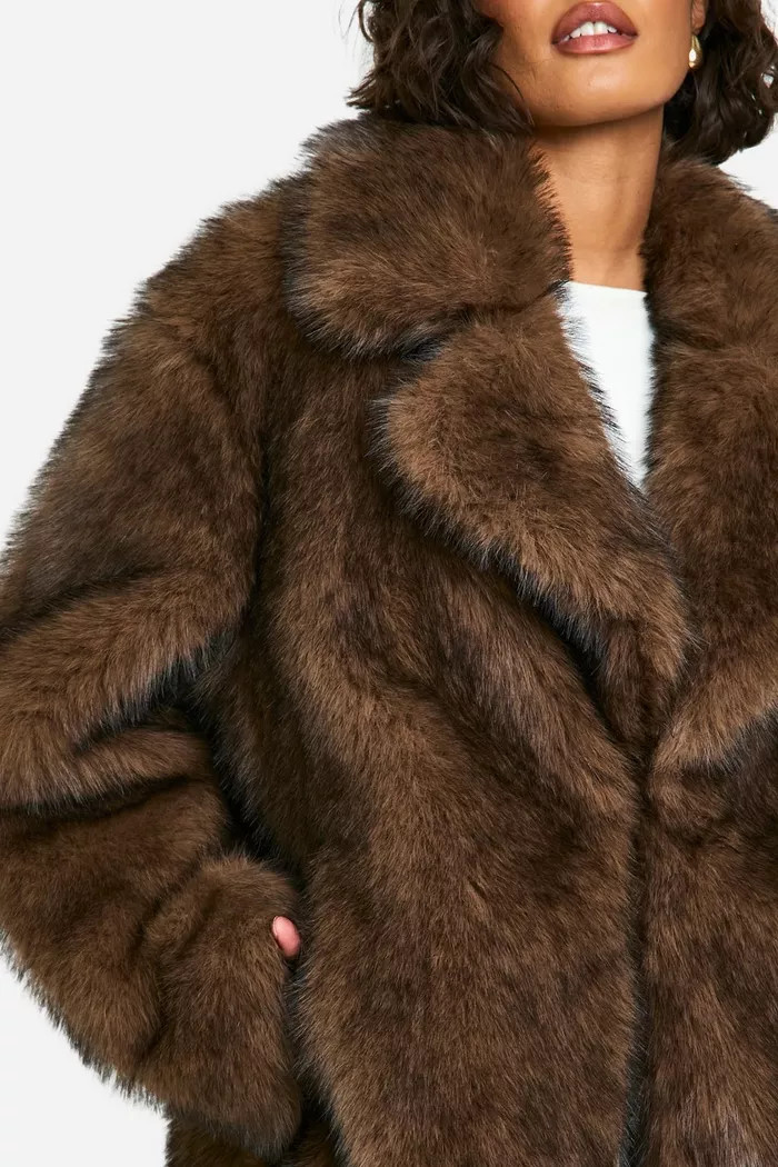 Tall Longline Vintage Look Faux Fur Coat | Boohoo.com (UK & IE)