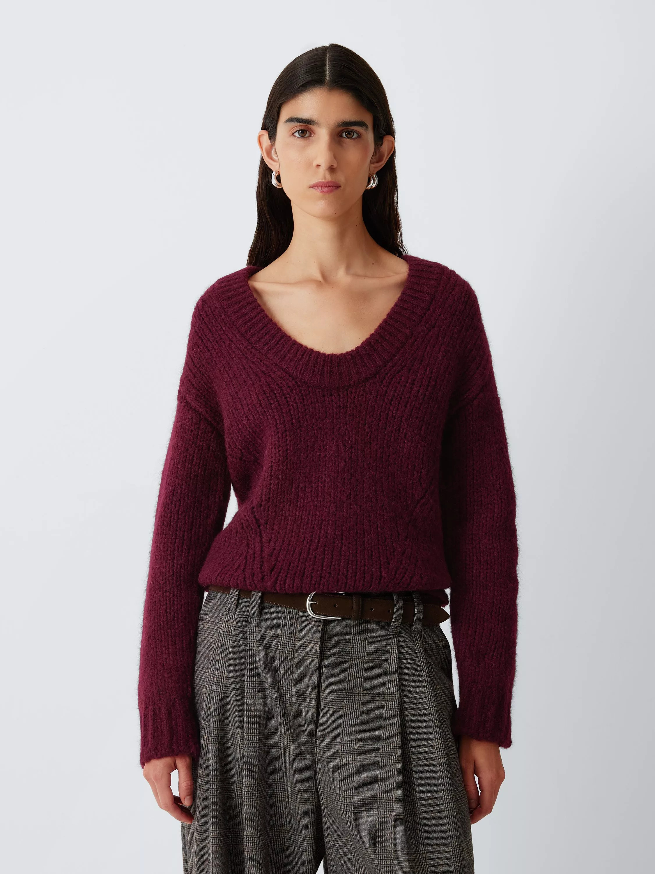 John Lewis Alpaca Blend V-Neck Jumper, Fig | John Lewis (UK)