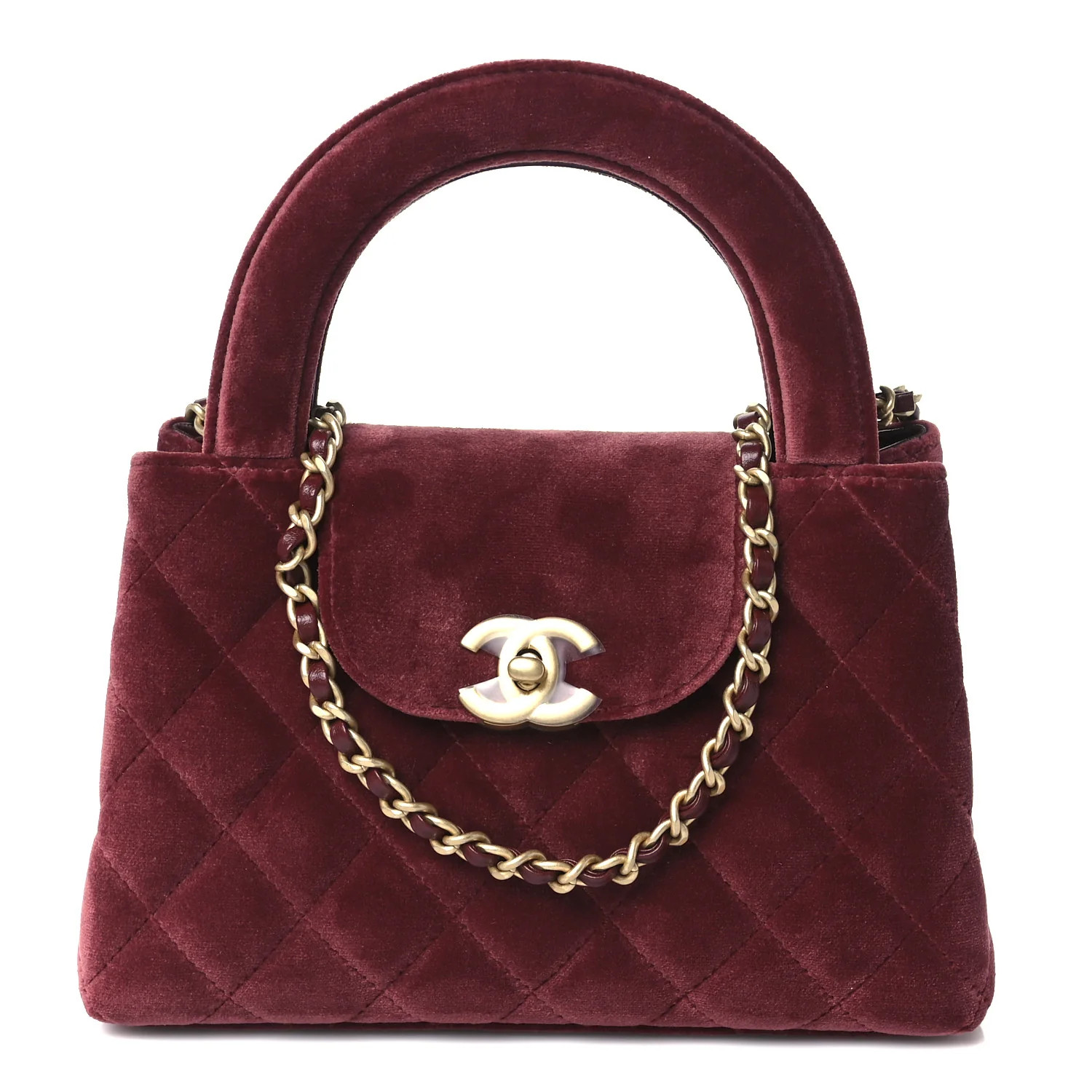Chanel Velvet Quilted Nano Kelly Shopper Burgundy 1760052 | FASHIONPHILE (US)