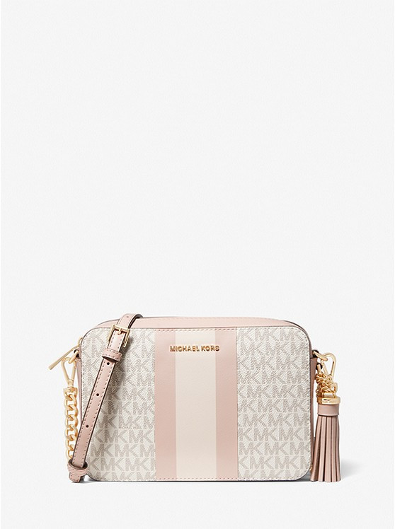 Ginny Medium Logo Stripe Crossbody Bag | Michael Kors US