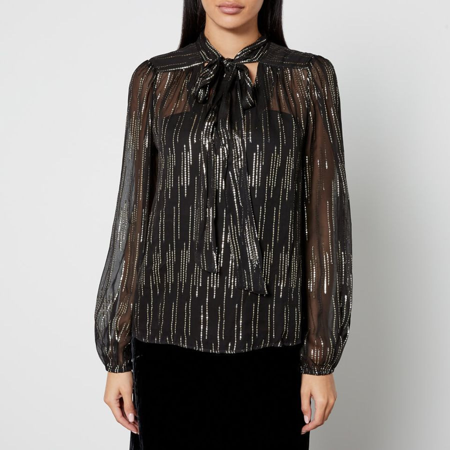 Rixo Moss Satin-Jacquard Lurex Blouse | Coggles (Global)