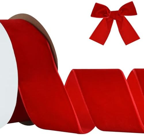 TONIFUL Red Velvet Ribbon 2 Inch x 10yds, Vintage Velvet Ribbons, for Christmas Wreath Decoration... | Amazon (US)