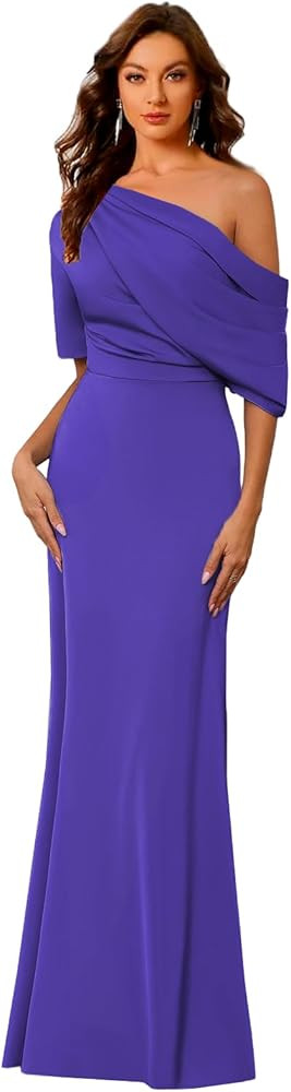 One Shoulder Mother of The Bride Dress for Wedding Satin Mermaid Formal Mother of The Groom Dress... | Amazon (US)