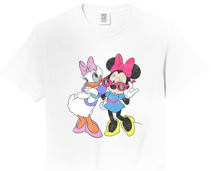 Disney Mickey and Friends Daisy & Minnie Vintage Fashion Comfort Colors Crop Top | Amazon (US)