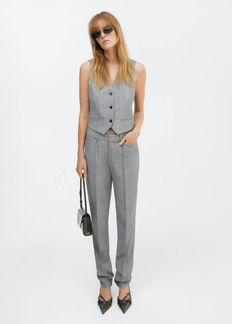 Pinstriped suit vest -  Women | Mango USA | MANGO (US)