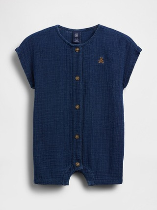 Baby Cotton Gauze Denim Shorty One-Piece | Gap (US)