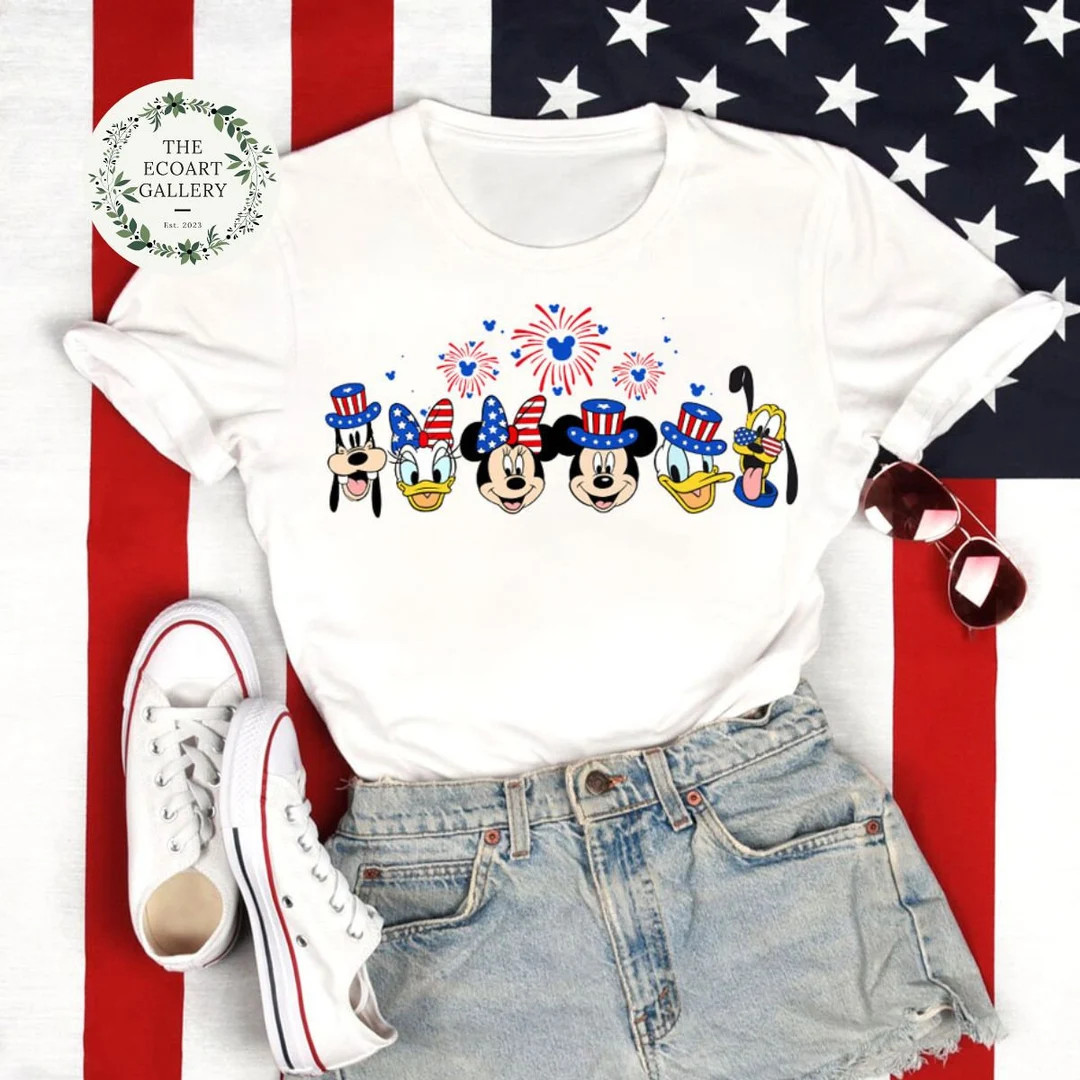 Mickey and Friends Disney 4th of July Shirt, Disney American Patriotic Group Shirt, Disney Family... | Etsy (US)
