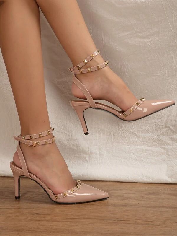 Spiked Decor Ankle Strap Pumps
   
      SKU: swshoes25210514226
          (1000+ Reviews)    $29... | SHEIN