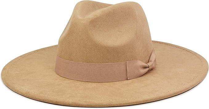 FLUFFY SENSE. Big Wide Brim Fedora Hat for Women - Nashville Outfits Western Hats Women's Felt Pa... | Amazon (US)