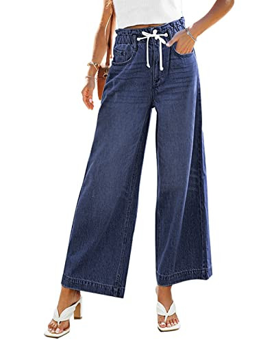 GRAPENT Wide Leg Jeans for Women Stretch High Wasited Elastic Waist Bell Bottom Baggy Y2K Pants | Amazon (US)