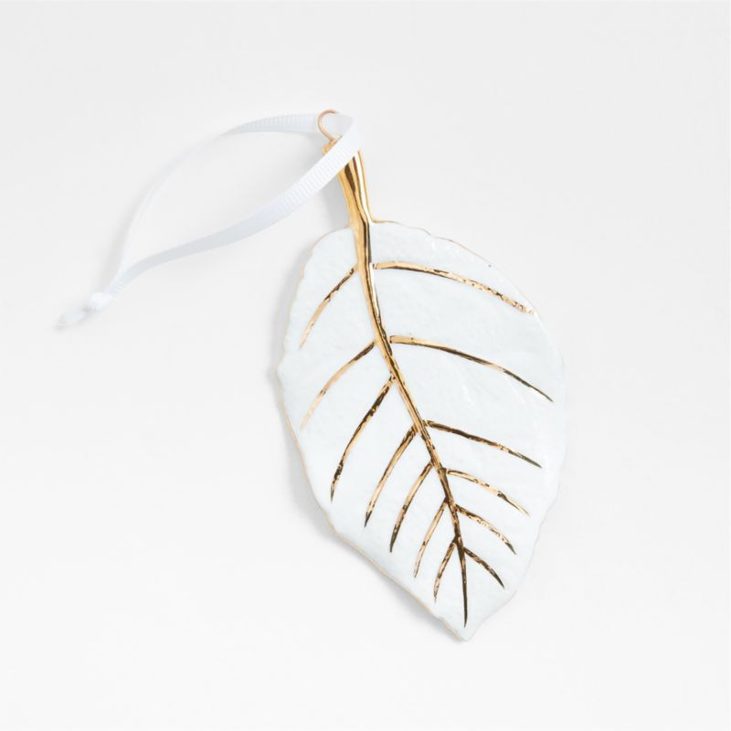Ceramic Elm Leaf Christmas Tree Ornament + Reviews | Crate & Barrel | Crate & Barrel