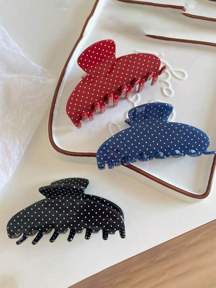 3pcs/1pc Vintage Polka Dot Claw Clips Red Blue Black Large Size Hair Hair Claw Women Hair Accesso... | SHEIN