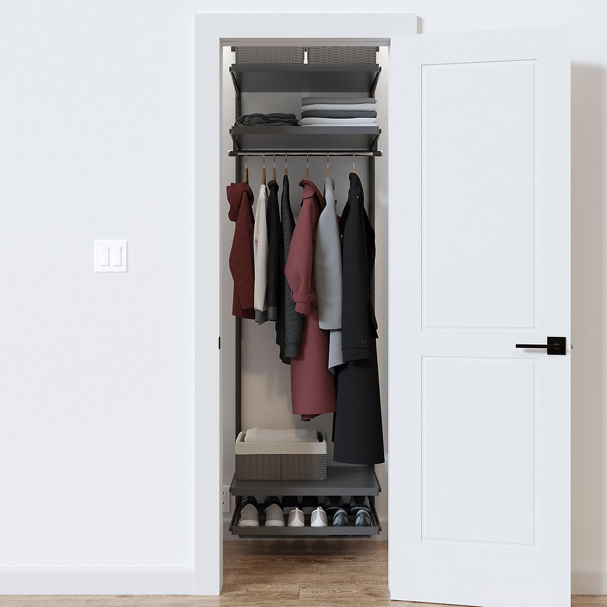 Elfa Décor 2' Grey & Graphite Entry Closet | The Container Store