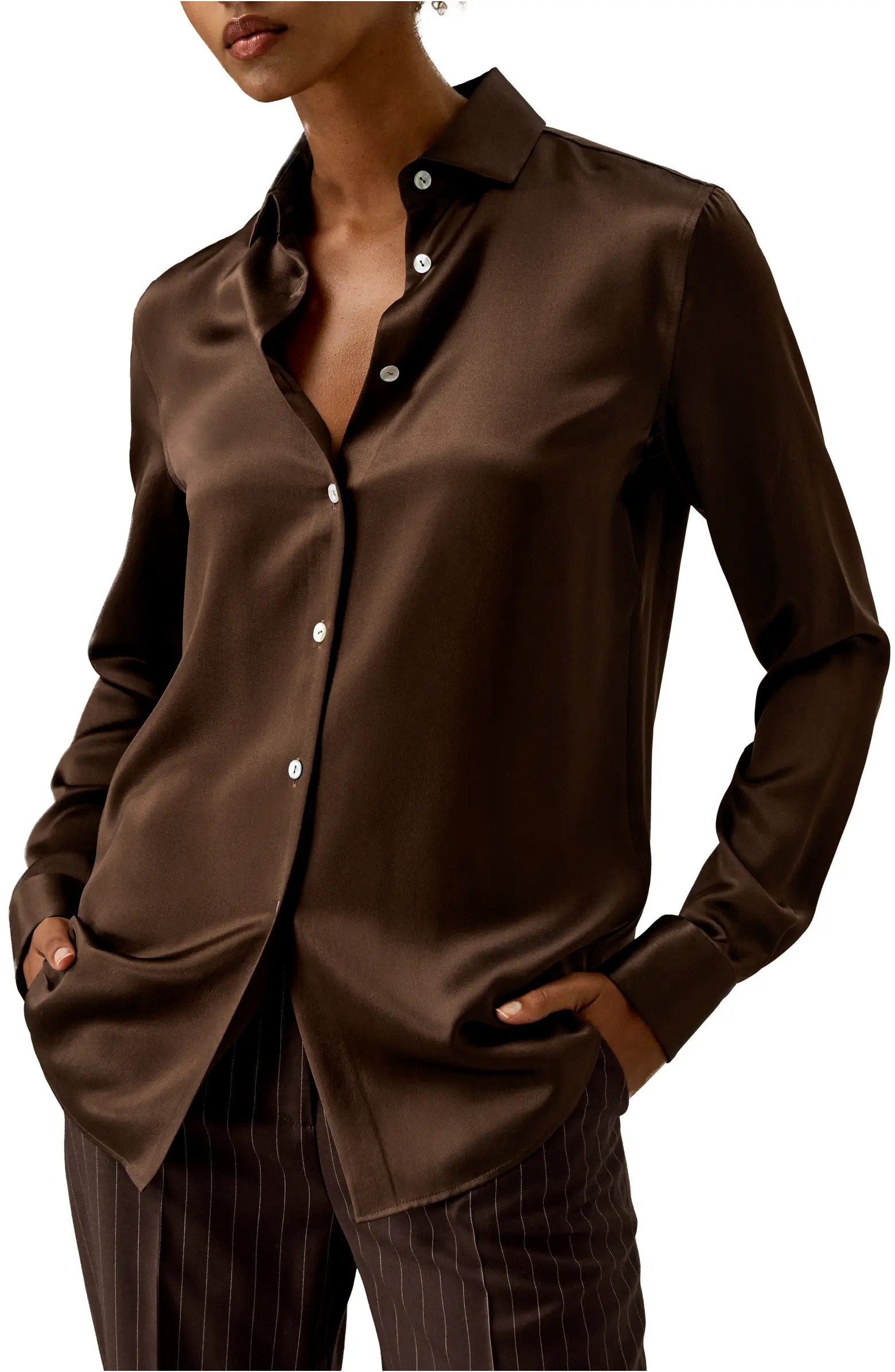 Spread Collar Silk Shirt | Nordstrom