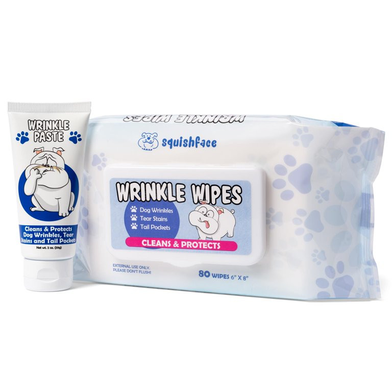 Squishface Wrinkle Paste + Wrinkle Wipe Pack for Dog Wrinkles & Tear Stains | Walmart (US)