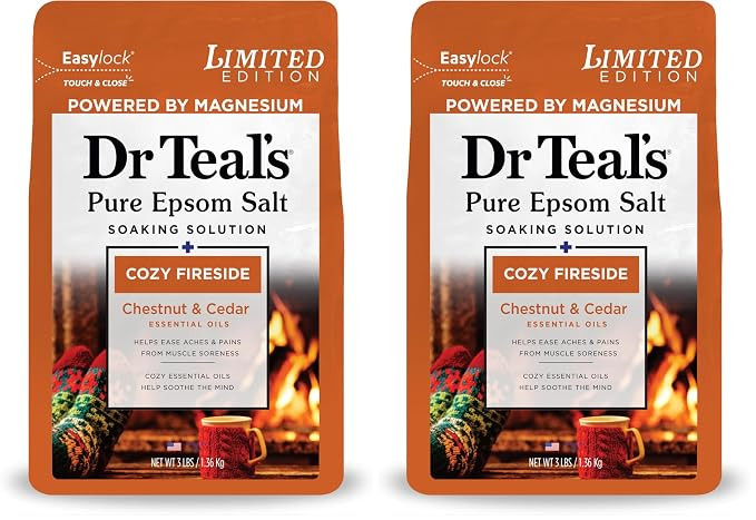 Dr Teal's Epsom Salt Magnesium Soak, Cozy Fireside, 3 lbs (Pack of 2) | Amazon (US)