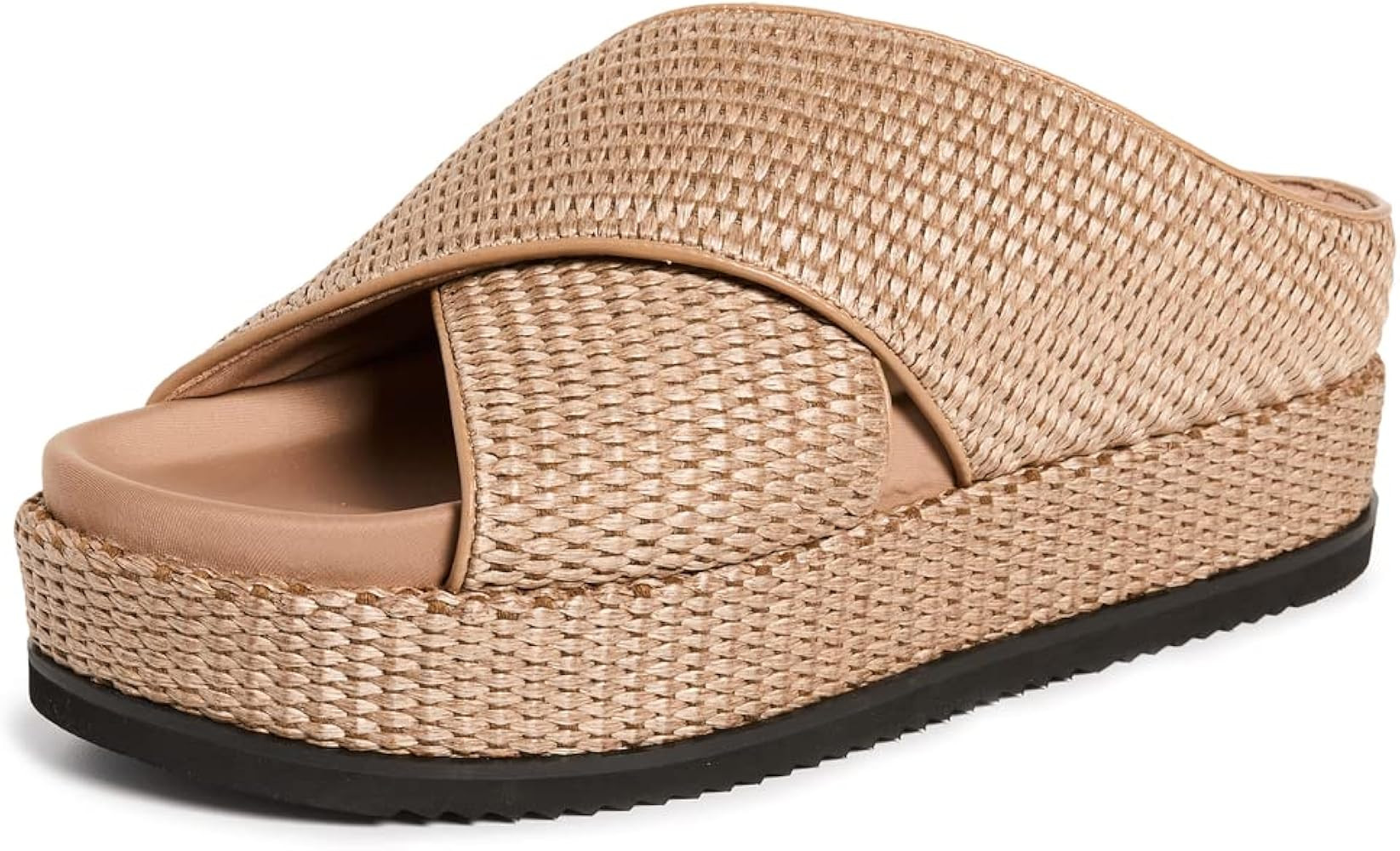 R0AM Women's Cross Stack Raffia Platform Slides | Amazon (US)
