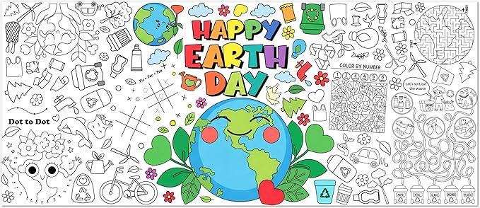 Dvbonike Jumbo Happy Earth Day Coloring Activity Poster - Planet Mini Fun Games DIY Drawing Color... | Amazon (US)
