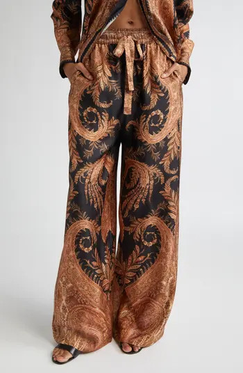 Zimmermann Hypnotic Wide Leg Silk Track Pants | Nordstrom | Nordstrom