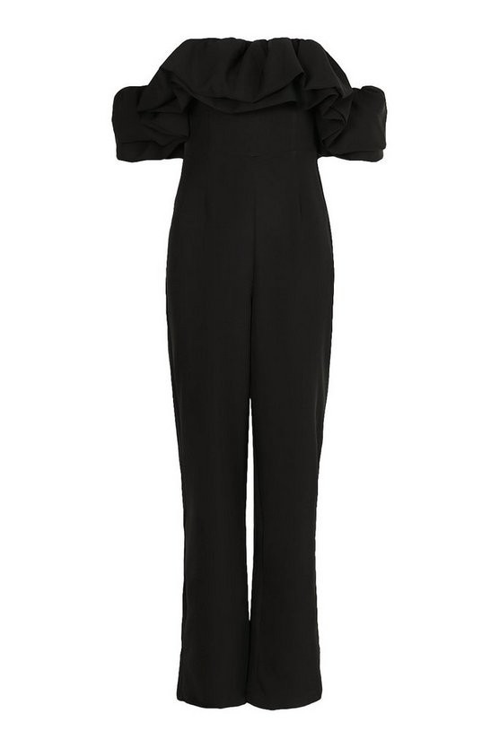 Off The Shoulder Ruffle Tapered Leg Jumpsuit | Boohoo.com (US & CA)