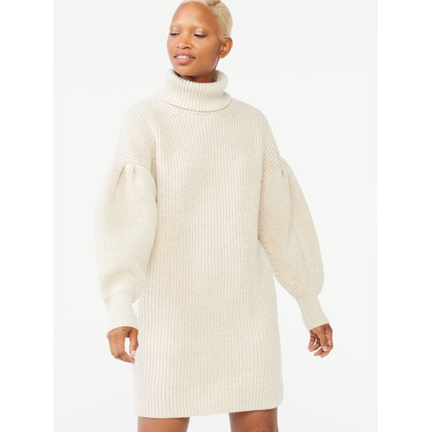 Free Assembly Women's Cowl Sweater Dress with Pleated Shoulders | Walmart (US)