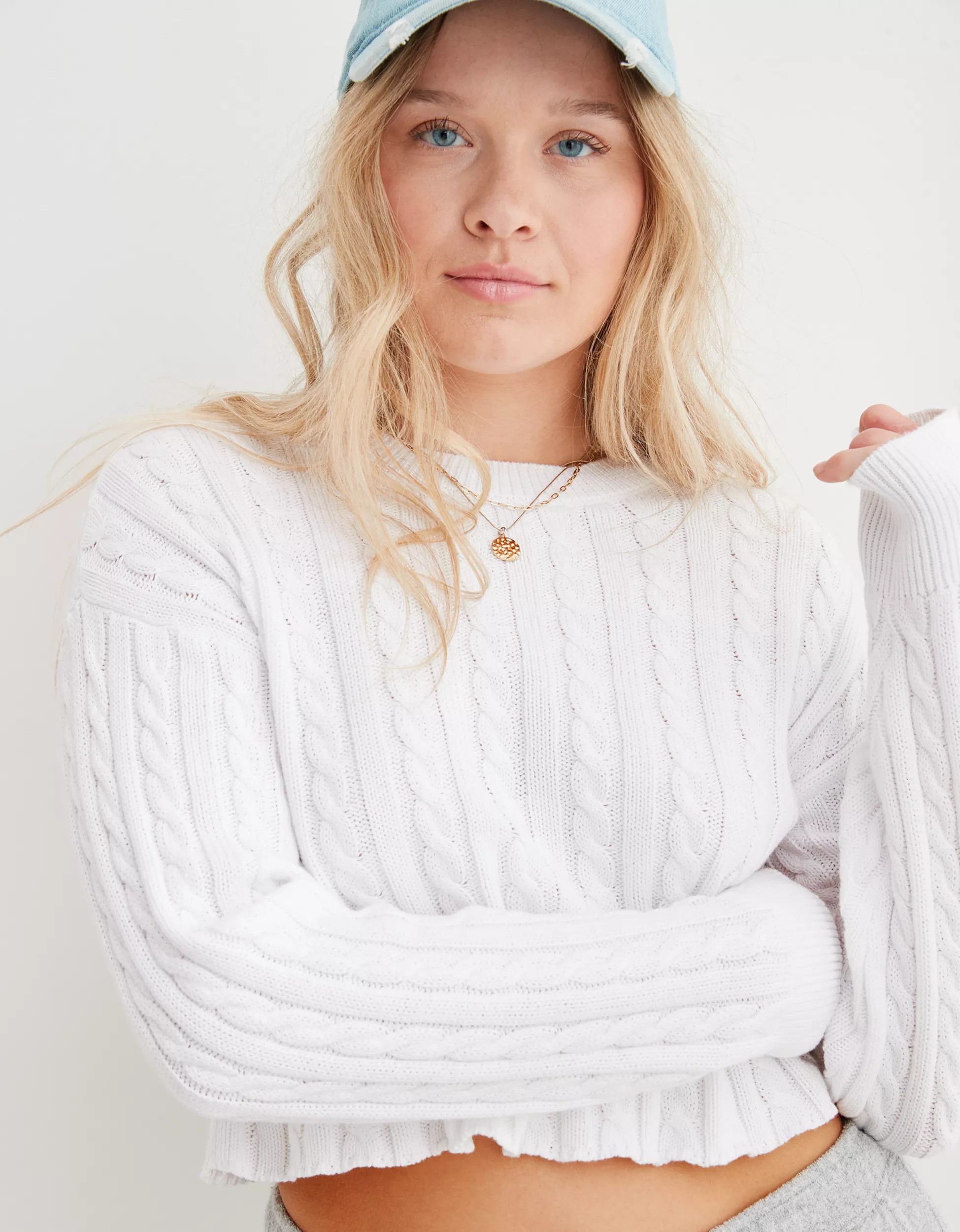 Aerie Mini Cable Cropped Sweater | Aerie