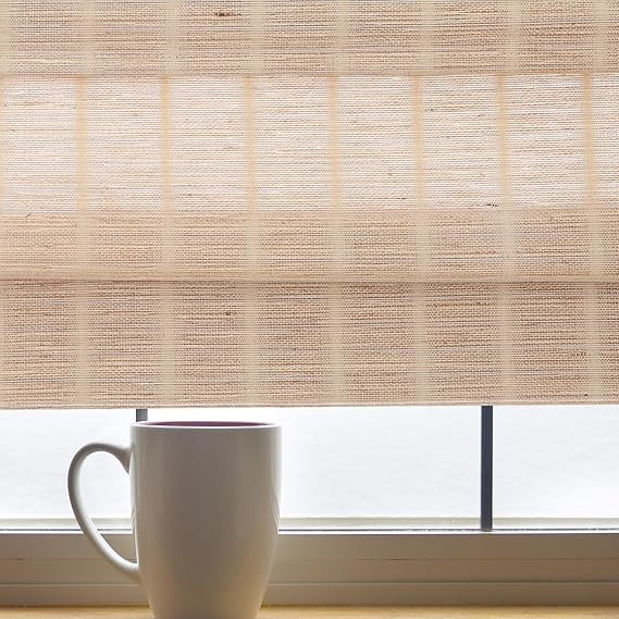 Cordless Bamboo Roman Shades for Windows with Borders, Natural Woven Wood Shades with 6 Inches Hi... | Amazon (US)