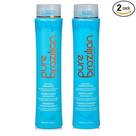Pure Brazilian Anti-Frizz Daily Shampoo & Conditioner, Salt-Free & Color Safe, Enriched with Kera... | Amazon (US)
