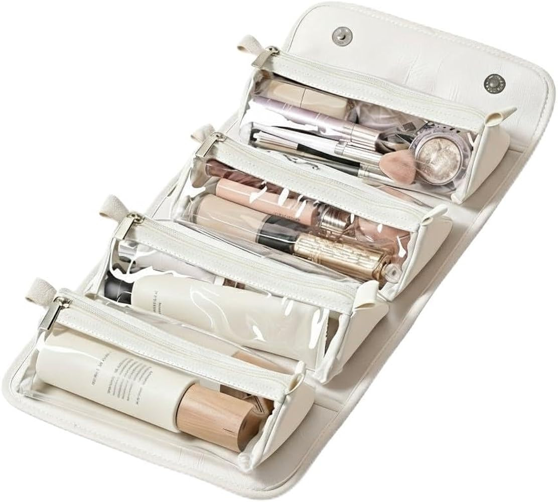 4-in-1 Detachable Roll Up Travel Makeup Bag for Women, Large Capacity Waterproof Cosmetic Organiz... | Amazon (US)