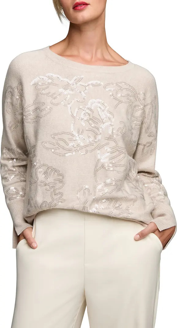 NIC+ZOE Floral Sequin Embellished Cotton, Cashmere & Silk Blend Sweater | Nordstrom | Nordstrom