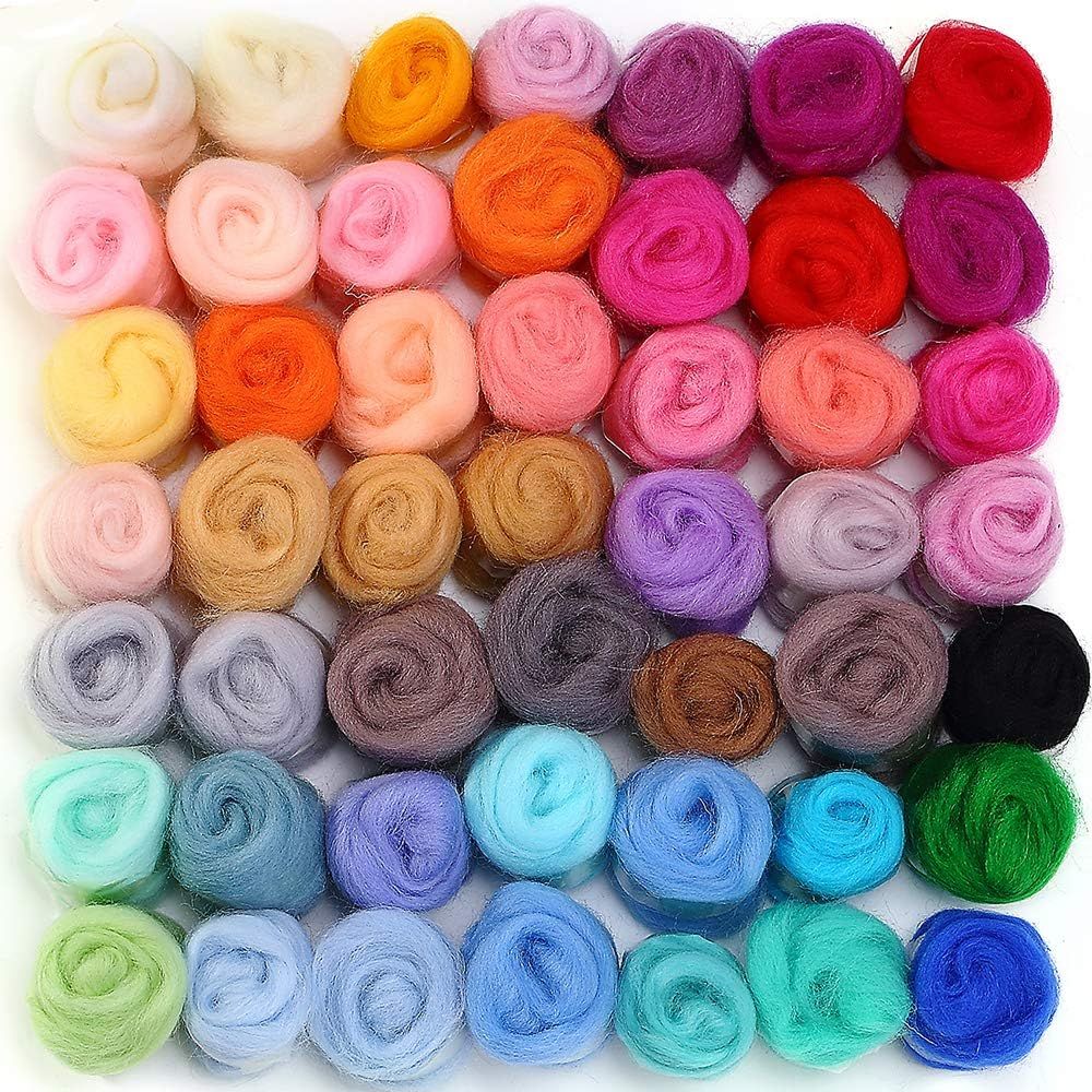 MOMODA BAODLON 50 Colors Fibre Wool Yarn Roving for Needle Felting Hand Spinning DIY Craft Materi... | Amazon (US)