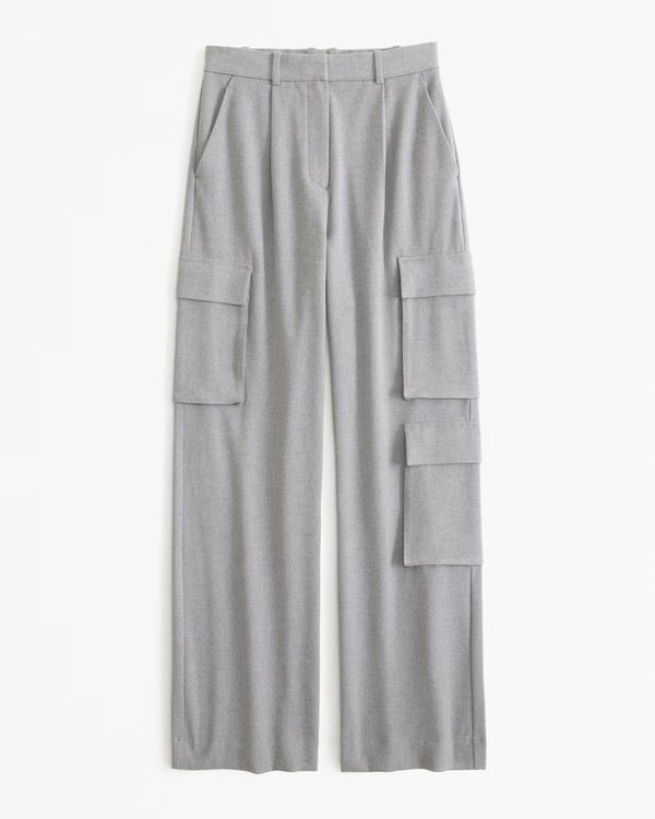 Women's Brushed Suiting Tailored Cargo Wide Leg Pant | Women's Bottoms | Abercrombie.com | Abercrombie & Fitch (US)