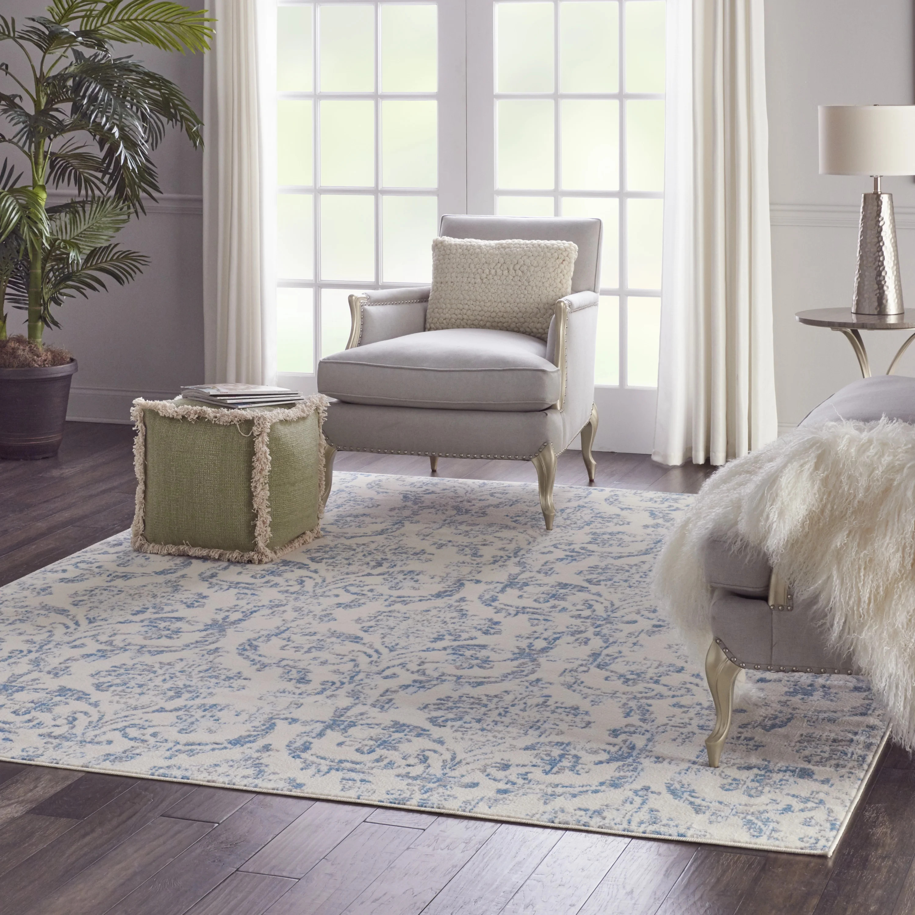 Nourison Bliss Vintage Farmhouse Ivory/Blue 7'10" x 9'10" Area Rug, (8' x 10') | Walmart (US)