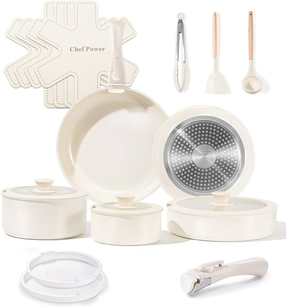 Chef Power Ceramic Cookware Set Non Toxic with Detachable Handles, Healthy Nonstick Pans and Pots... | Amazon (US)