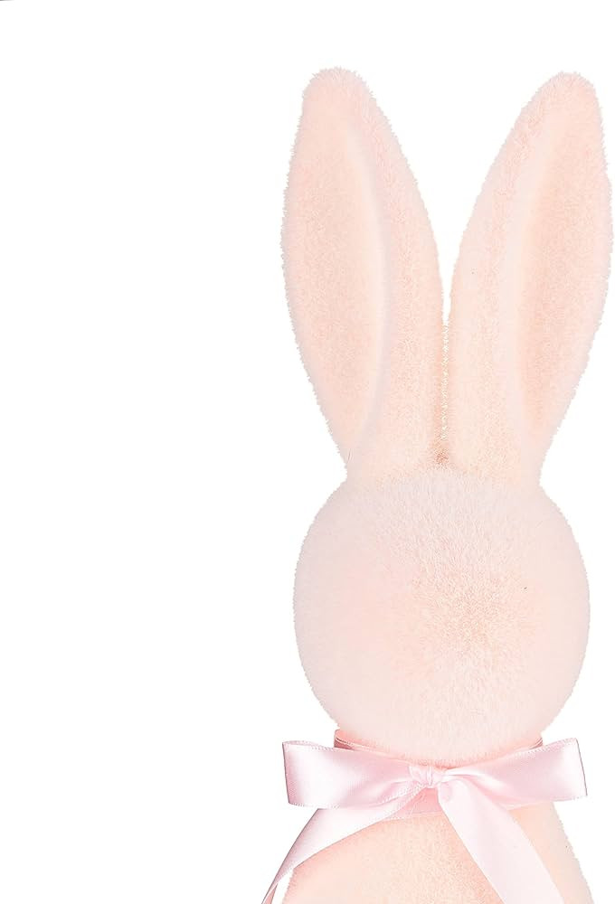 Grainarain 16 in. Pink Flocked Bunny Easter Decoration | Amazon (US)