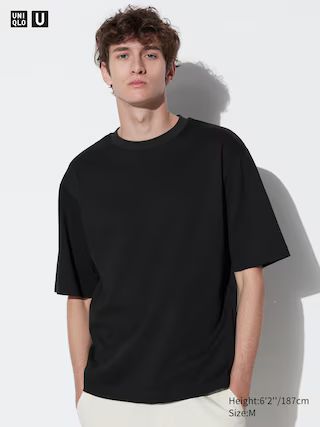 Airism Cotton Oversized Crew Neck T-Shirt Half-Sleeve Black 2XL UNIQLO US | UNIQLO (US)