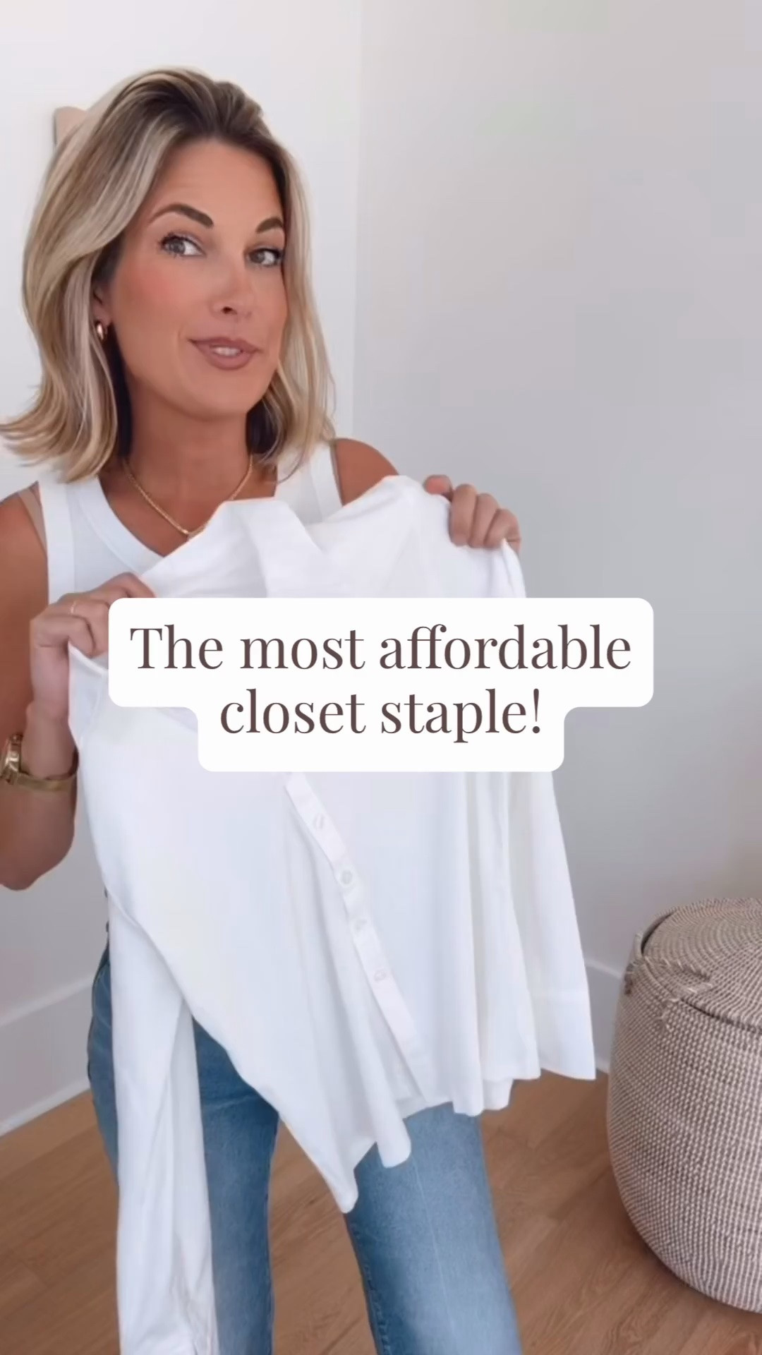 A classic white button down but the body fits like a ribbed tee! It’s only $18!! I am 5’11” wearing 27 tall in the jeans. Small in the top and sweater.

#LTKootd #LTKTall #LTKOver40