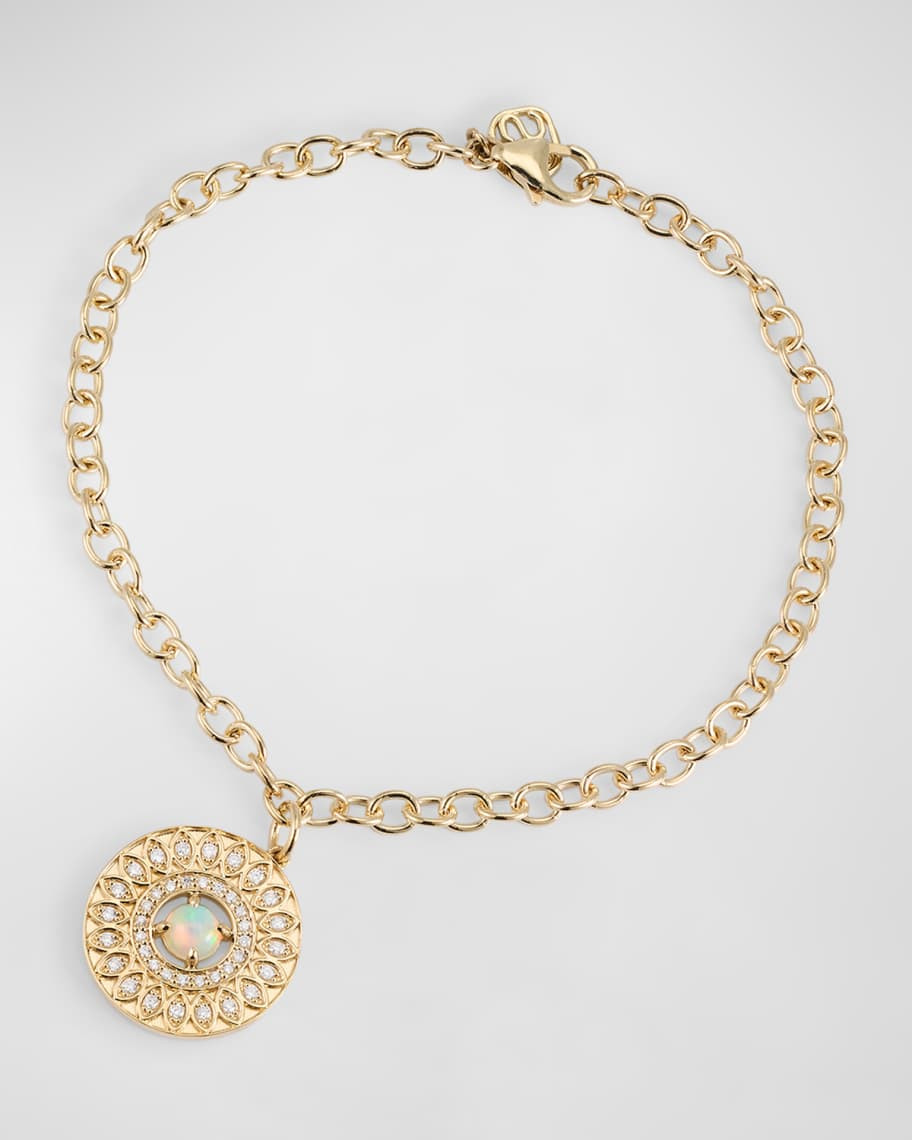 Sydney Evan Marquise Eye Wheel Charm, Opal and Diamond Chain Bracelet | Neiman Marcus