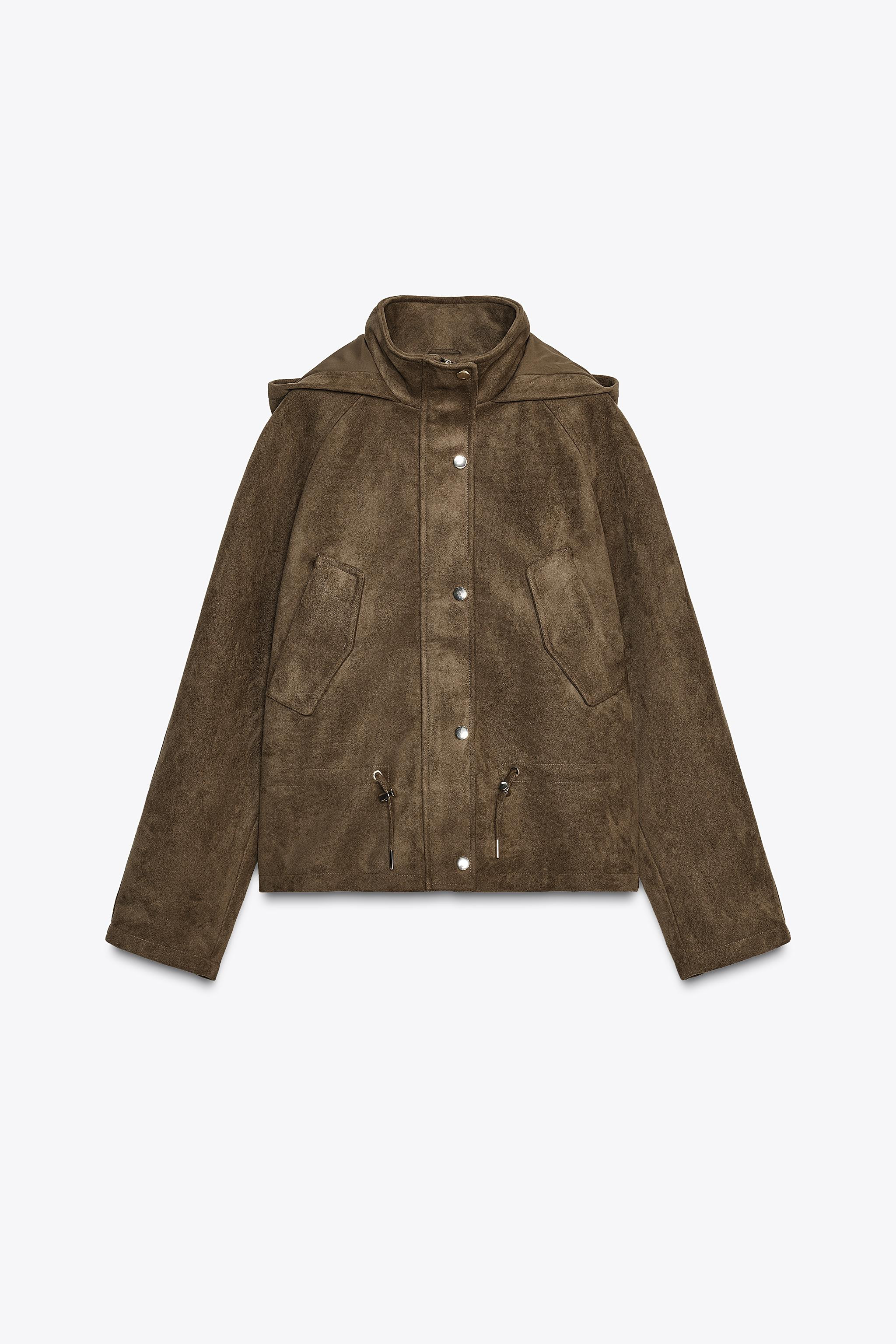 FAUX SUEDE JACKET WITH HOODIE | Zara Canada