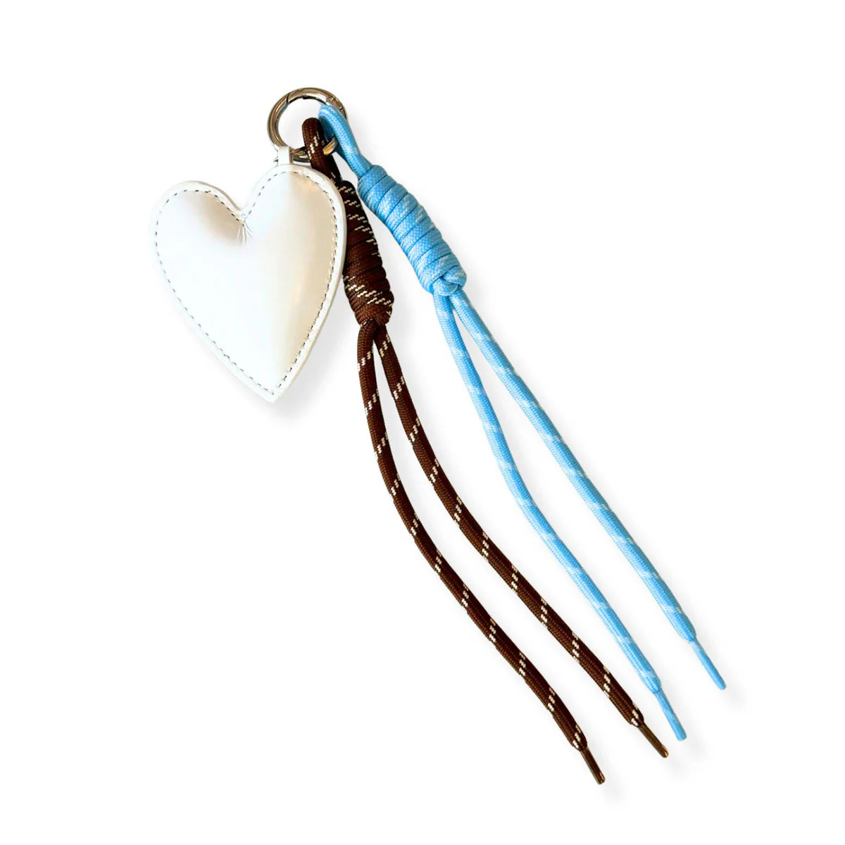 Trending Paracord Bag Charms - Heart with Brown and Light Blue NEW! | Quilted Koala