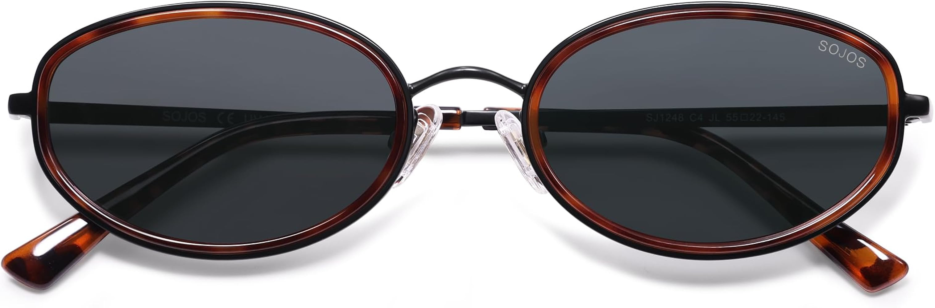 SOJOS Trendy Oval Round Polarized Sunglasses for Women Men, Chic Retro Narrow Circle Sunnies SJ12... | Amazon (US)