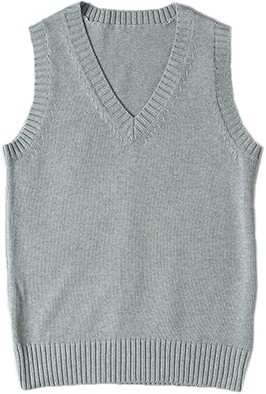Blostirno Women’s Sweater Vest V Neck JK Uniform Kint Vests Solid Classic Sleeveless Pullover S... | Amazon (US)