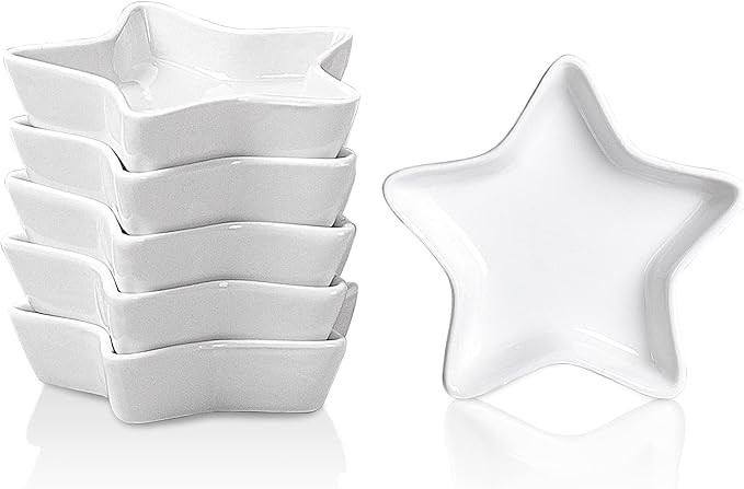 DELLING Star Shaped Soy Sauce Dishes Set of 6, Ceramic Dipping Bowls 1.3 Oz, Small Sauce Cups for... | Amazon (US)