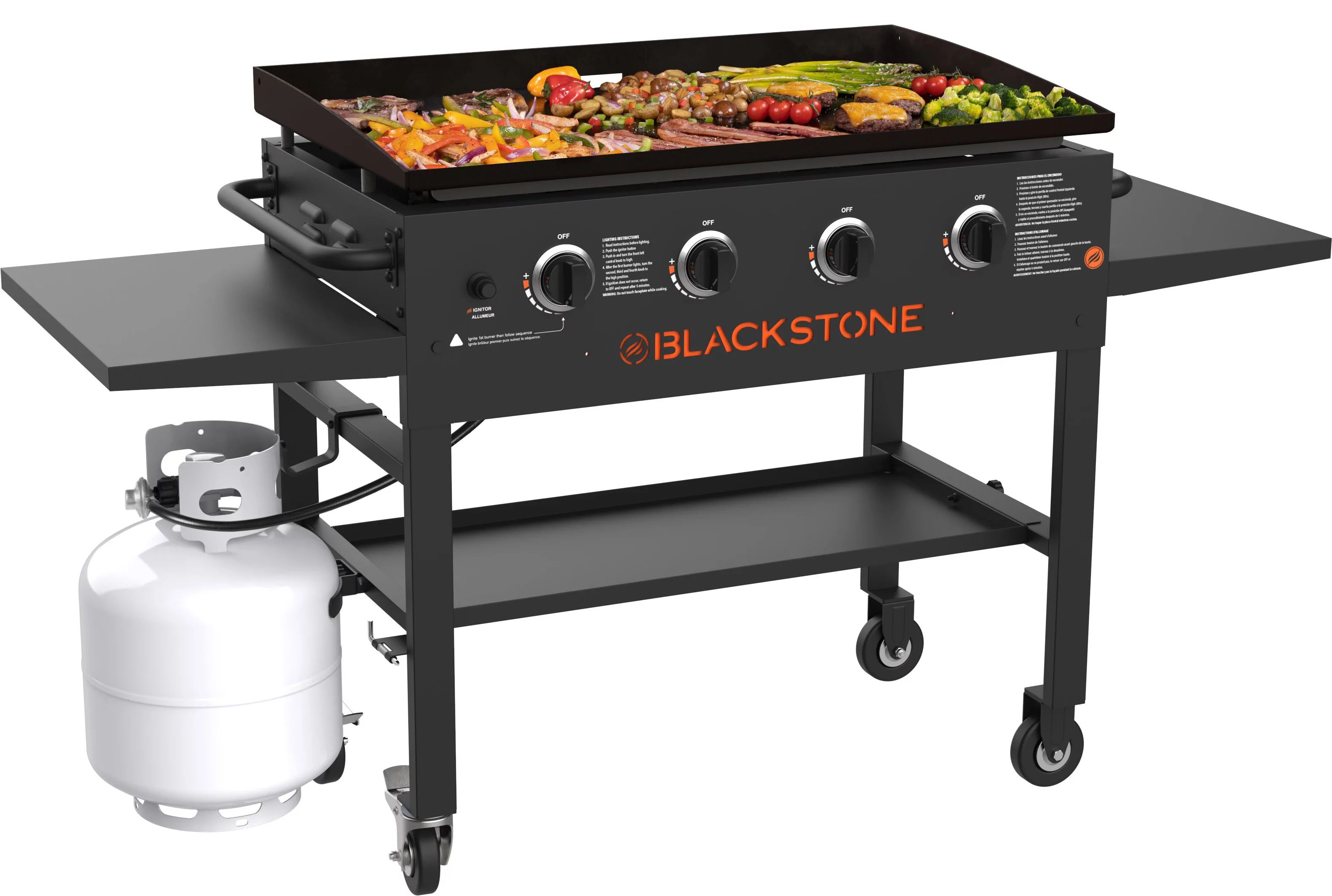 Blackstone 4-Burner 36" Griddle Cooking Station with Side Shelves - Walmart.com | Walmart (US)