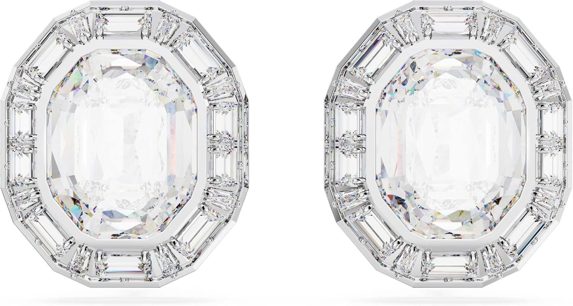 Swarovski Mesmera Ohrclips, achteckig, weiß, rhodiniert, rhodiniert, rhodiniert, One size, Rhodi... | Amazon (DE)