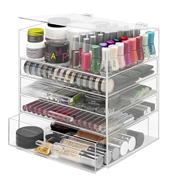 Whitmor 5 Tier Extra-Large Cosmetic Organizer and Jewelry Storage Display Case - Easy Clean Acrylic | Amazon (US)