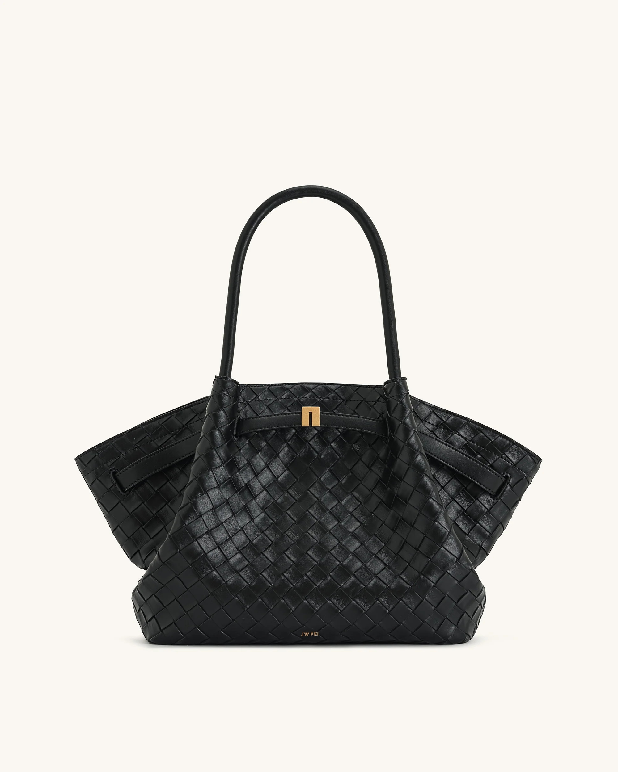 Hana Medium Weave Texture Tote Bag - Black | JW PEI US
