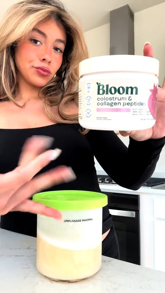 Can’t kick off my day without my @Bloom Nutrition and my favorite treat! 💗 #bloompartner #morningritual #colostrum #pregnant 

 #LTKWatchNow #LTKBeauty #LTKBaby