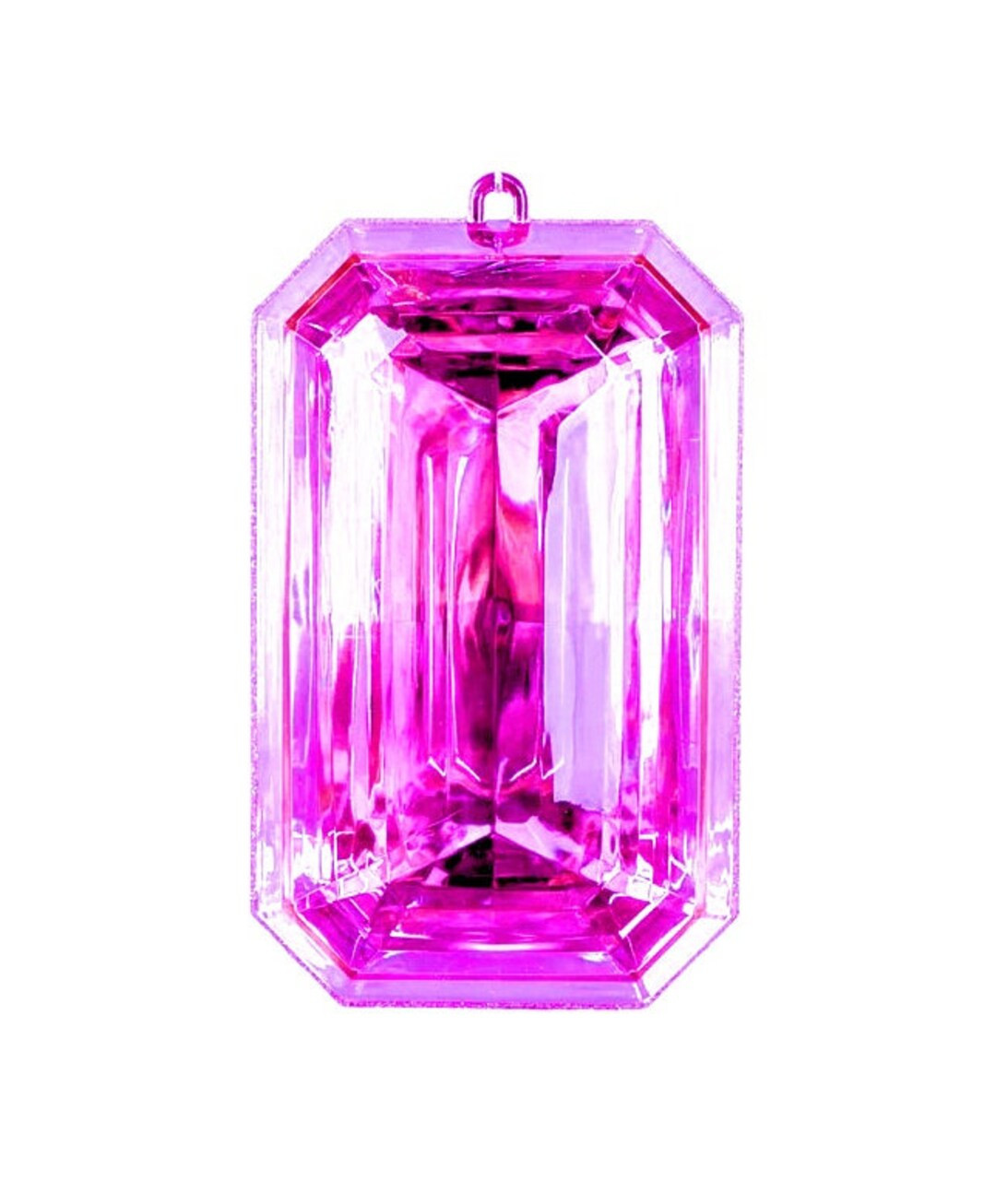 Emerald Cut Precious Gem Ornament Hot Pink Christmas Decor - Etsy | Etsy (US)