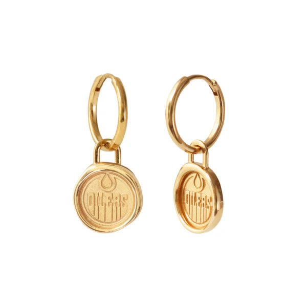 Edmonton Oilers Wax Seal Charm Hoop Earrings | So Pretty Cara Cotter